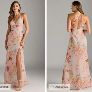 Azazie Becca Floral Pink Dress